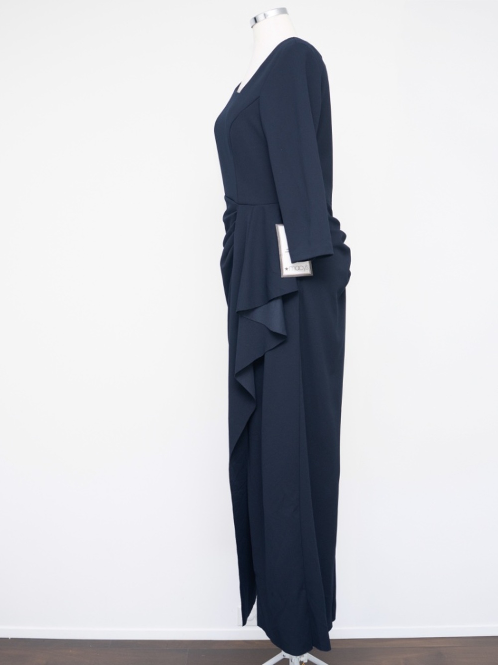 XSCAPE - Asymmetric Neck Ruched Side Drape Gown with Slit‎ - Picture 7 of 13
